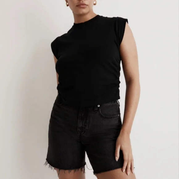 NWT Madewell Black Side-Cinch Muscle Tee SZ XS - Picture 2 of 7